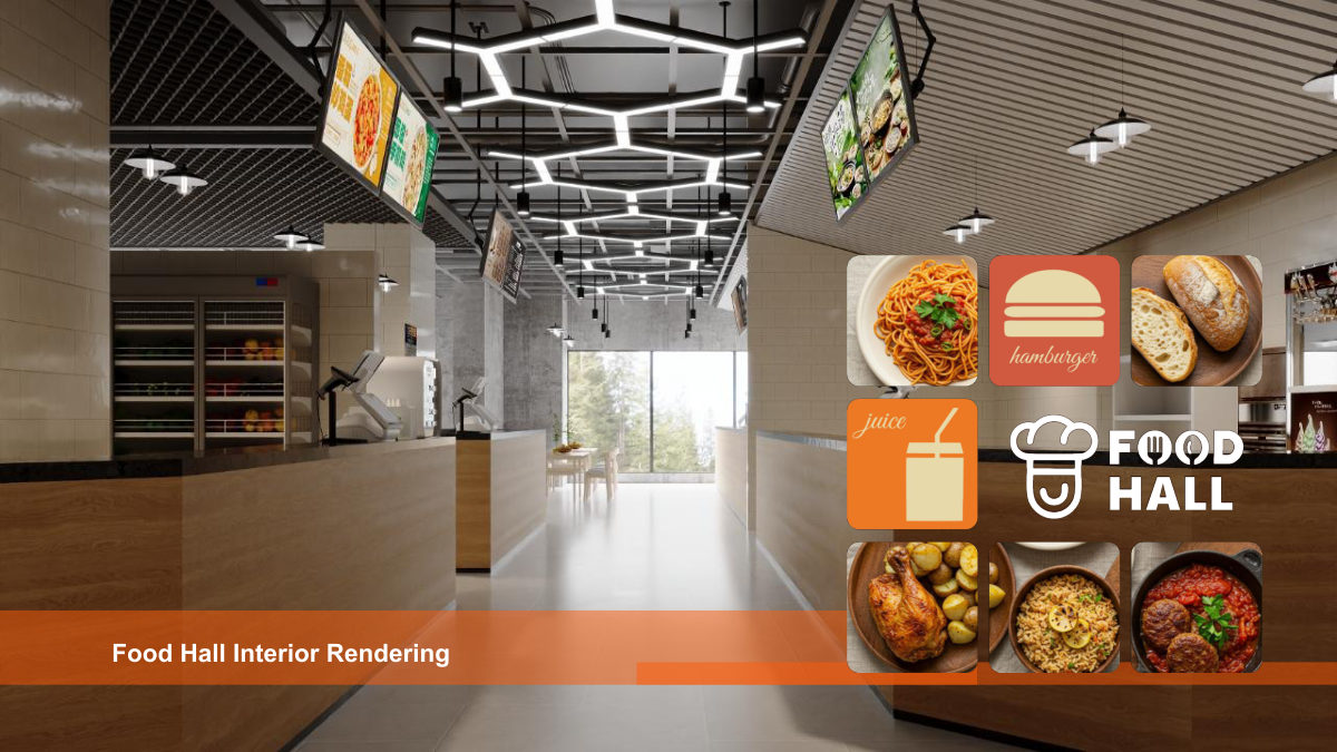 Food hall interior rendering